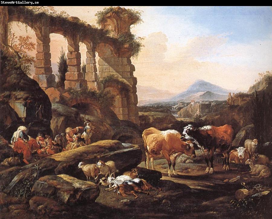 Johann Heinrich Roos Landscape with Shepherds and Animals